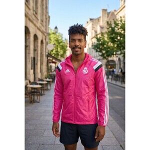 Adidas Vintage Rare Real Madrid Woven Nylon Glanz Anthem Jacket Pink Neon Sm